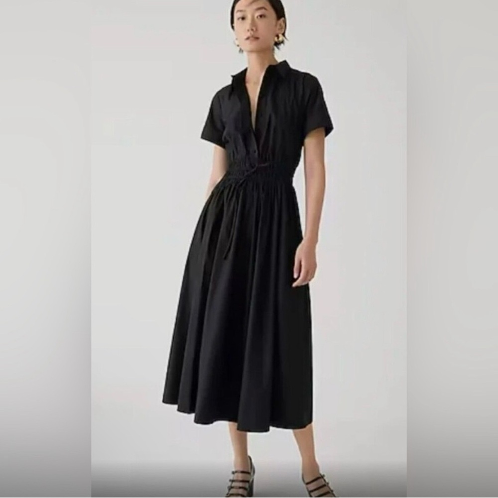 Black J crew Elena poplin dress black medium size 8 beautiful gently used dress